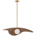 Mahalo 35" Tri Pendant | Hand-Rubbed Antique Brass and White Glass | Natural Oak Shade