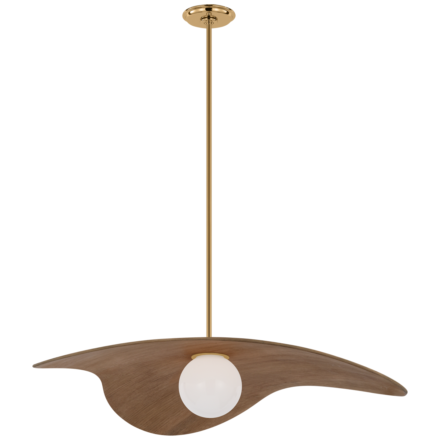 Mahalo 35" Tri Pendant | Hand-Rubbed Antique Brass and White Glass | Natural Oak Shade