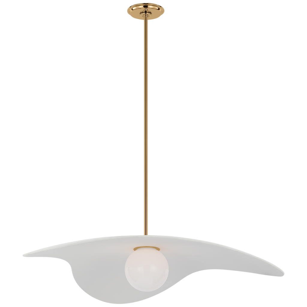 Mahalo 35" Tri Pendant | Hand-Rubbed Antique Brass and White Glass | Matte White Shade