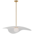 Mahalo 35" Tri Pendant | Hand-Rubbed Antique Brass and White Glass | Matte White Shade