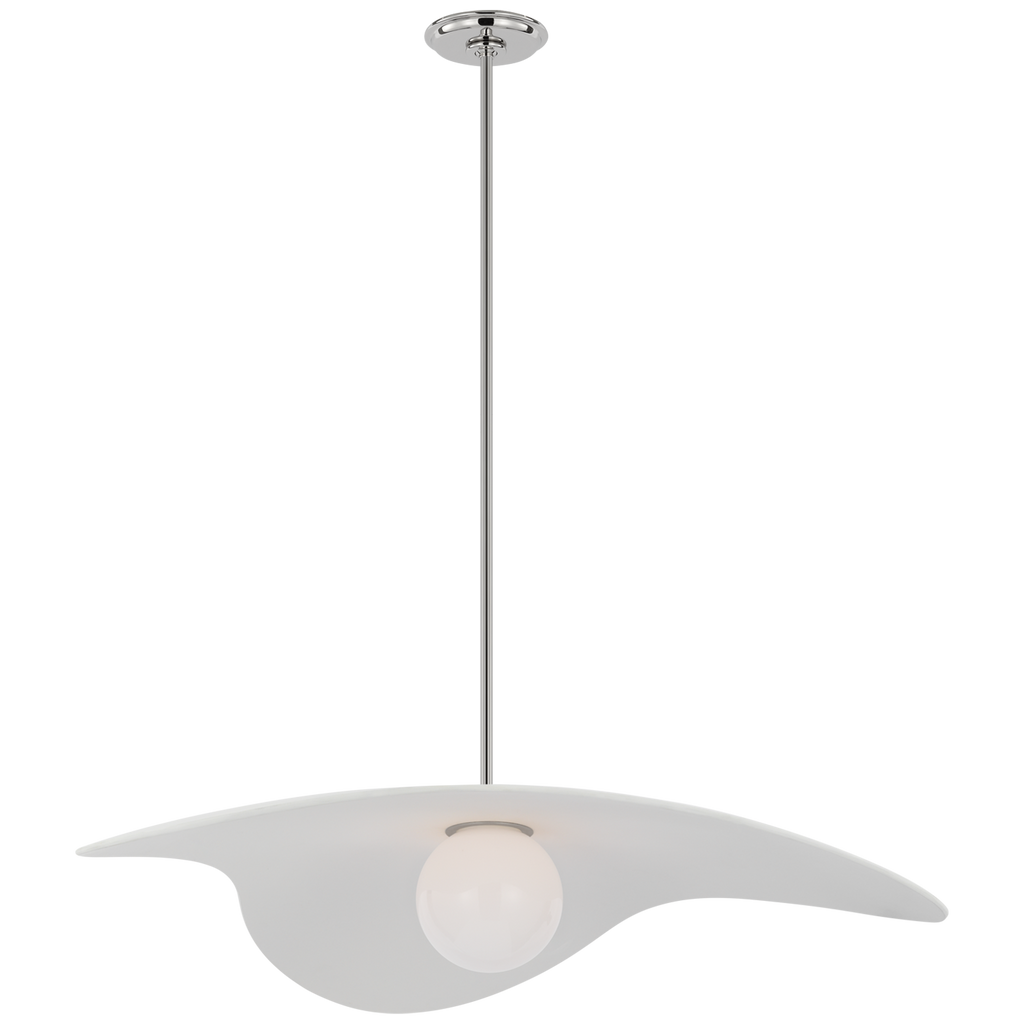Mahalo 35" Tri Pendant | Polished Nickel and White Glass | Matte White Shade