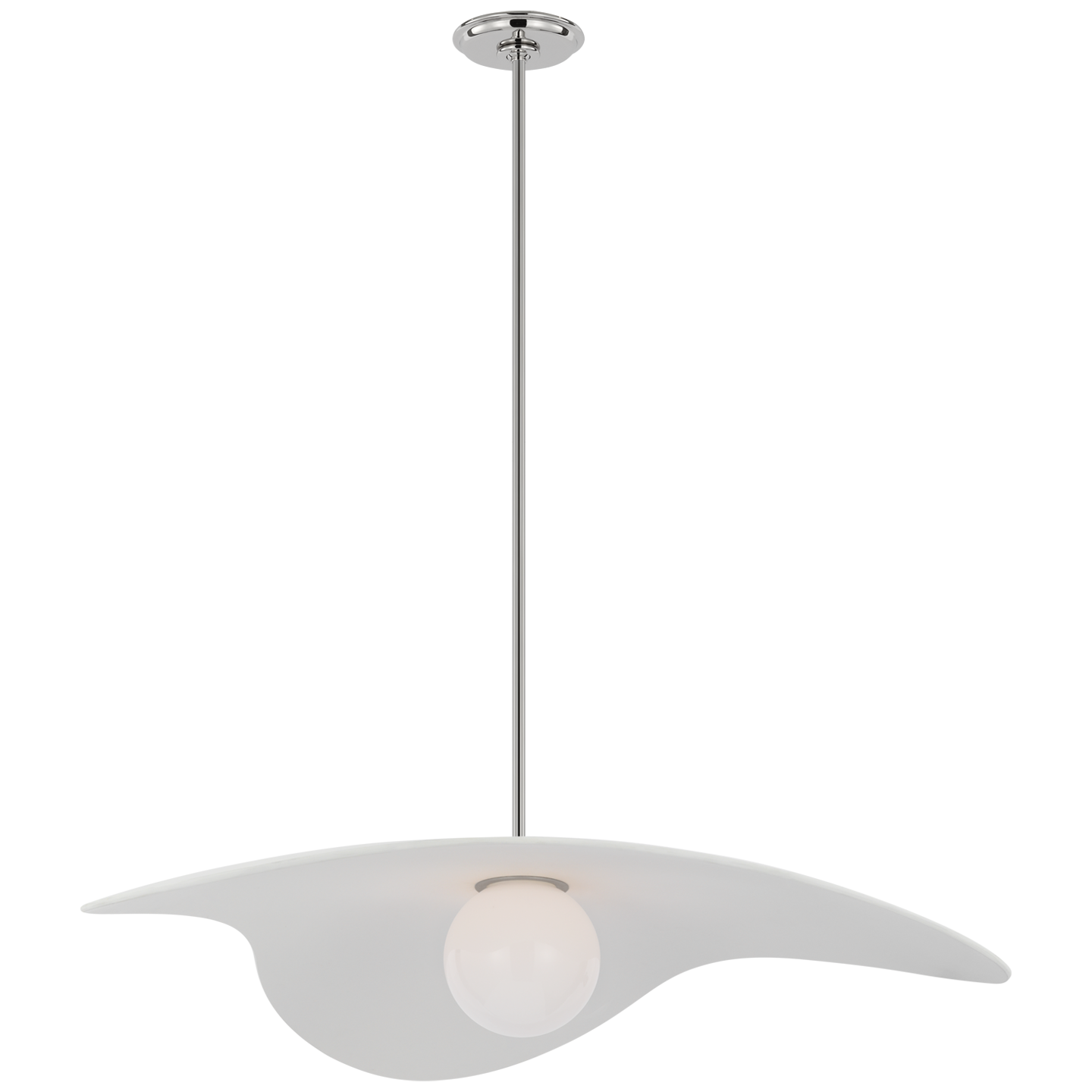 Mahalo 35" Tri Pendant | Polished Nickel and White Glass | Matte White Shade