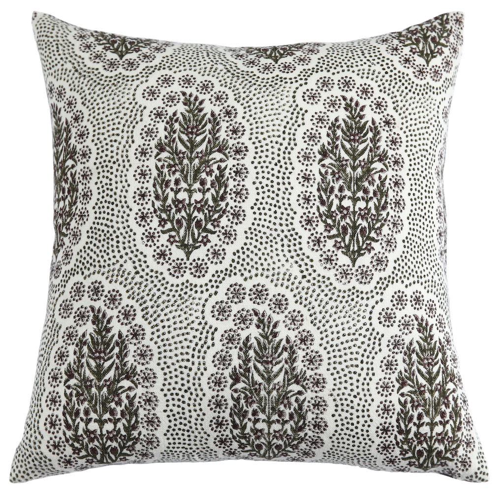 Winfleur Olive on White Pillow