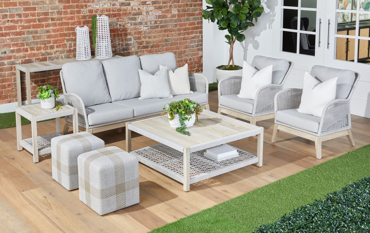 Wrap Outdoor Square Coffee Table | Gray Teak