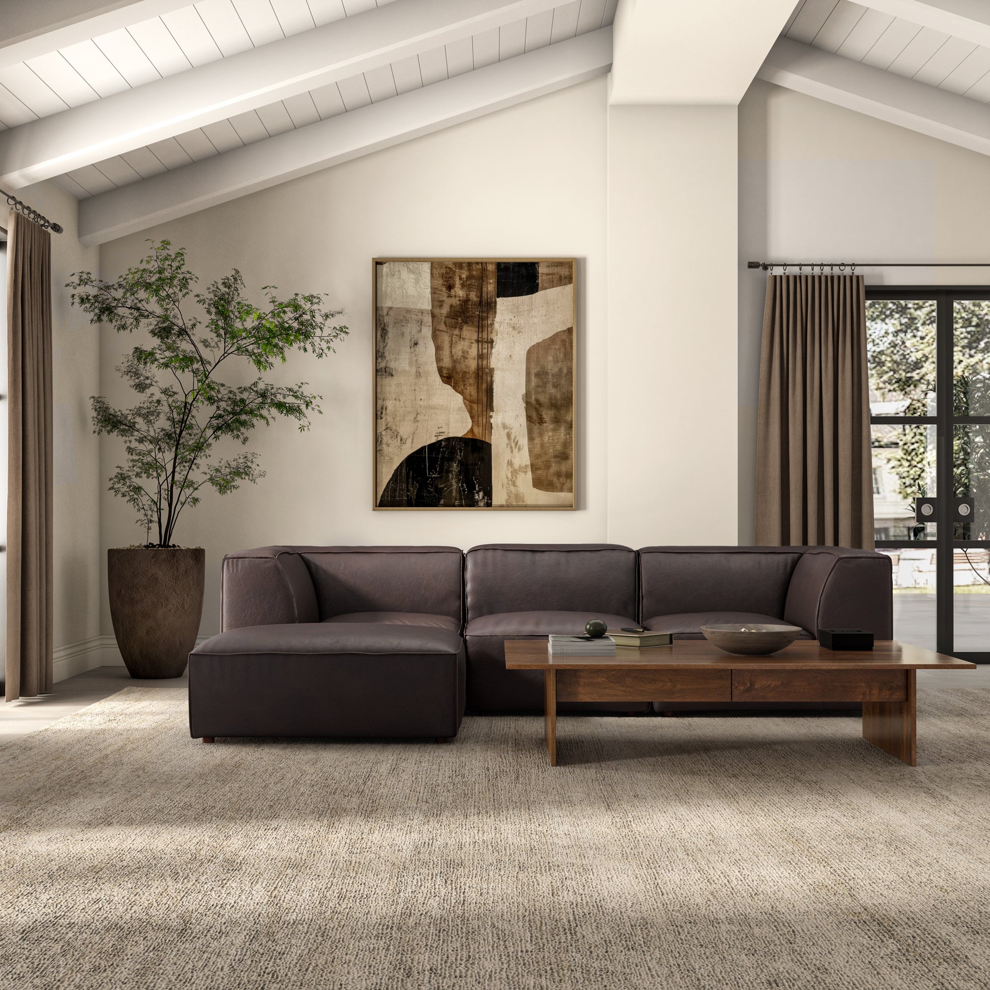 Form Ottoman Espresso Brown Leather