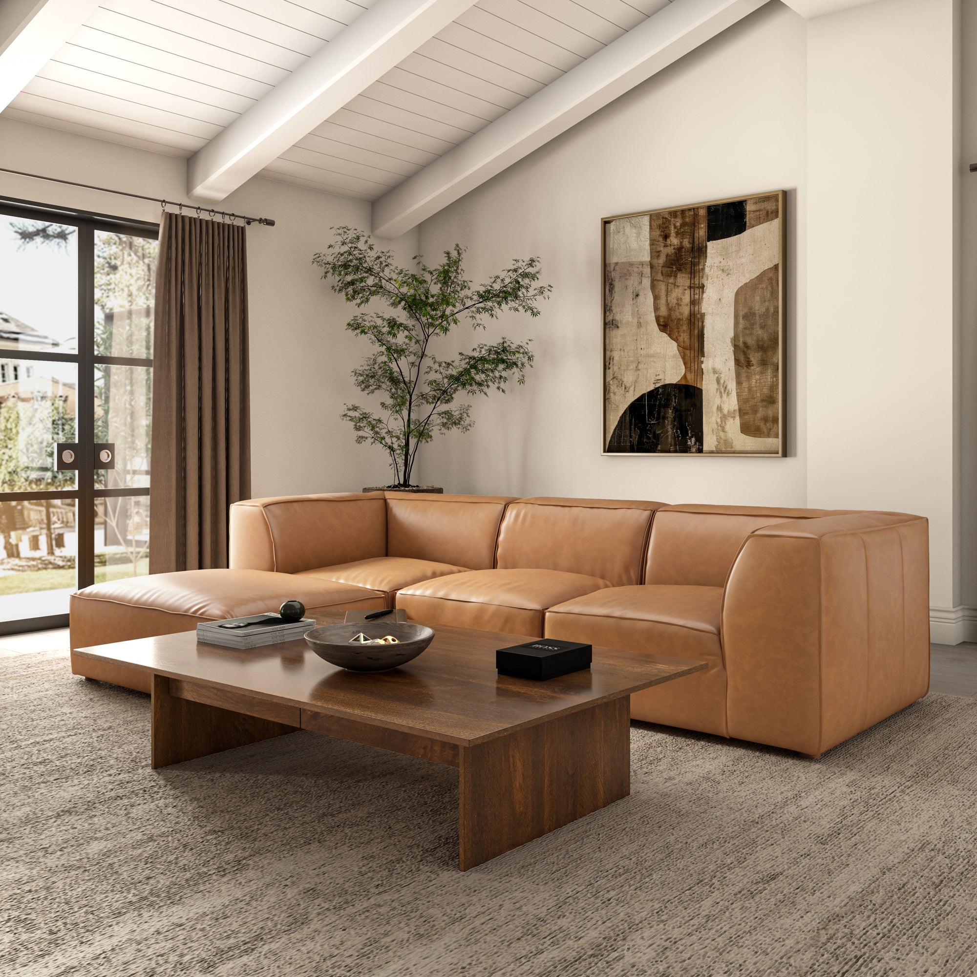 Form Lounge Modular Sectional Sonoran Tan Leather