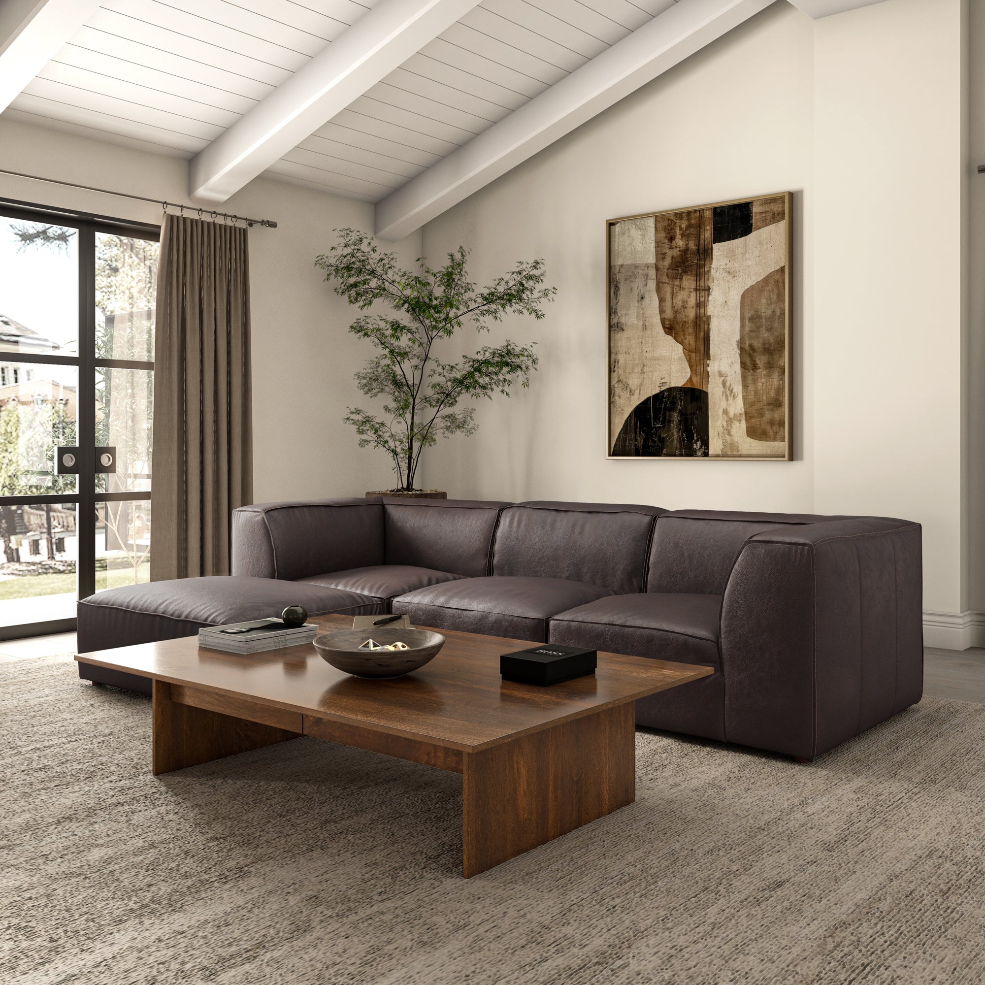 Form Classic L-Shaped Modular Sectional Espresso Brown