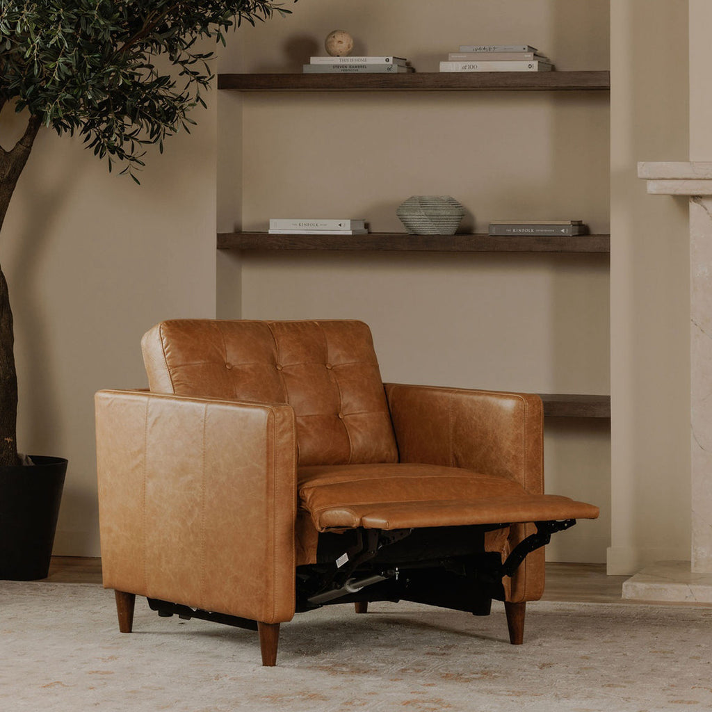 Bridgers Power Recliner Chair Tan Leather