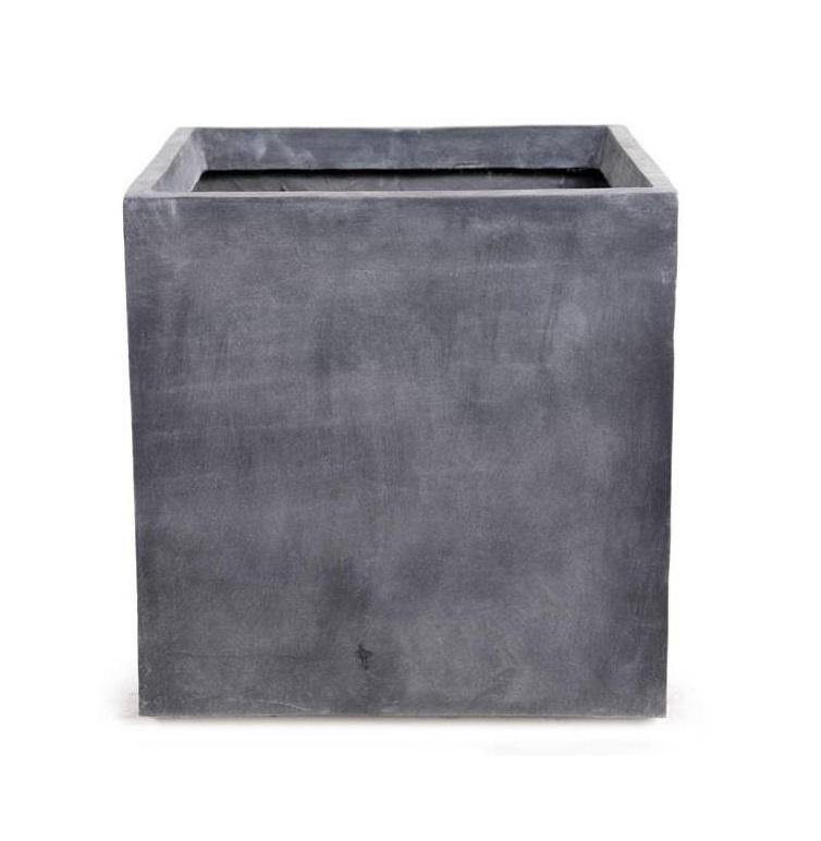 Fiberglass Cube Planter w/ Lead Finish 24"