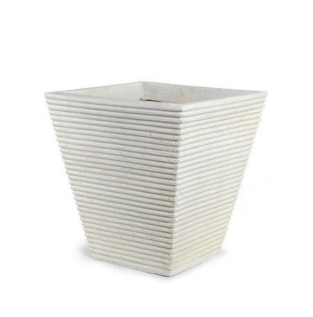 Square Ribbed Fiberglass Tree Planter 16"