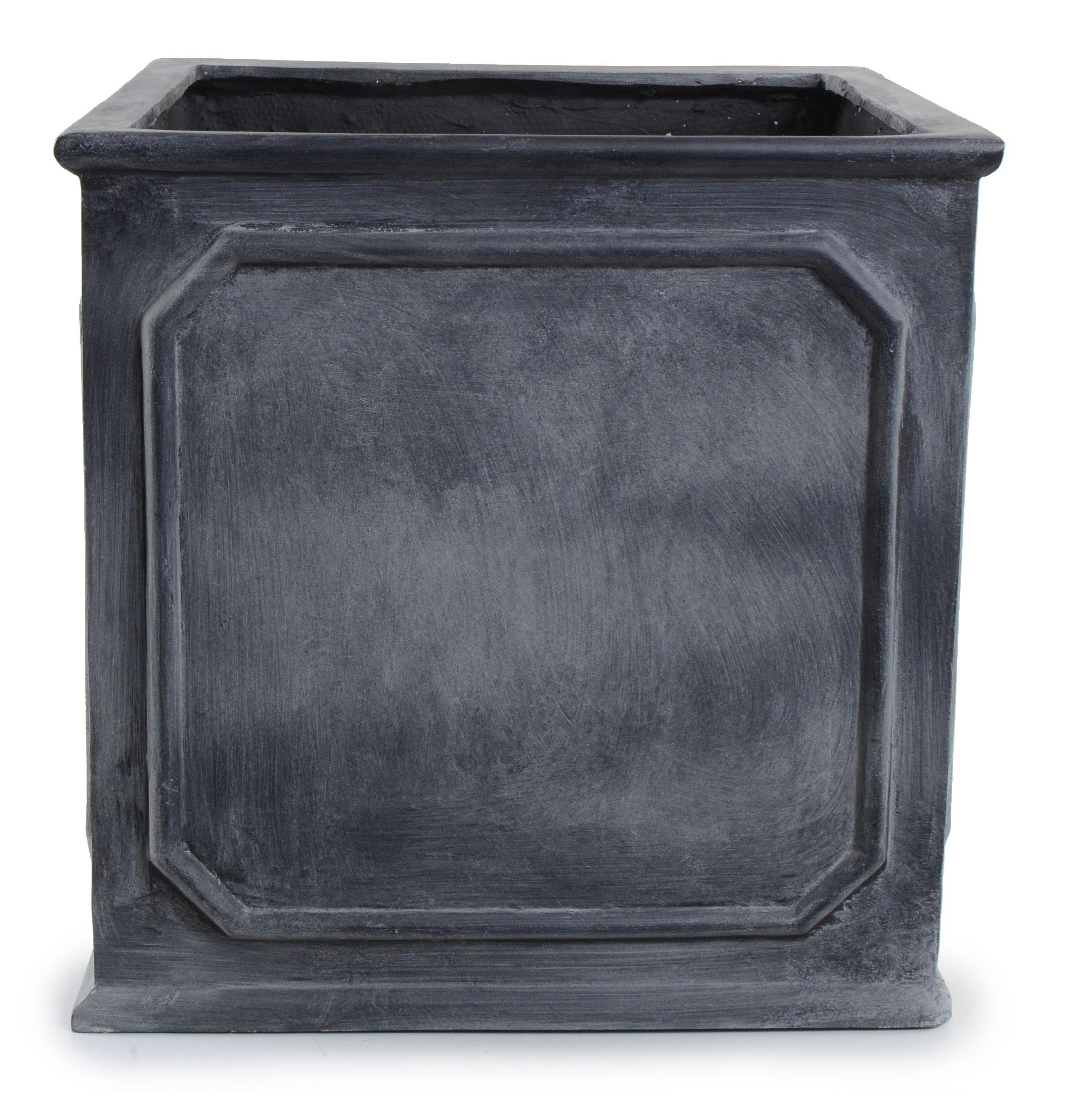 Fiberglass Bordered Cube Planter w/ Lead Finish 12"