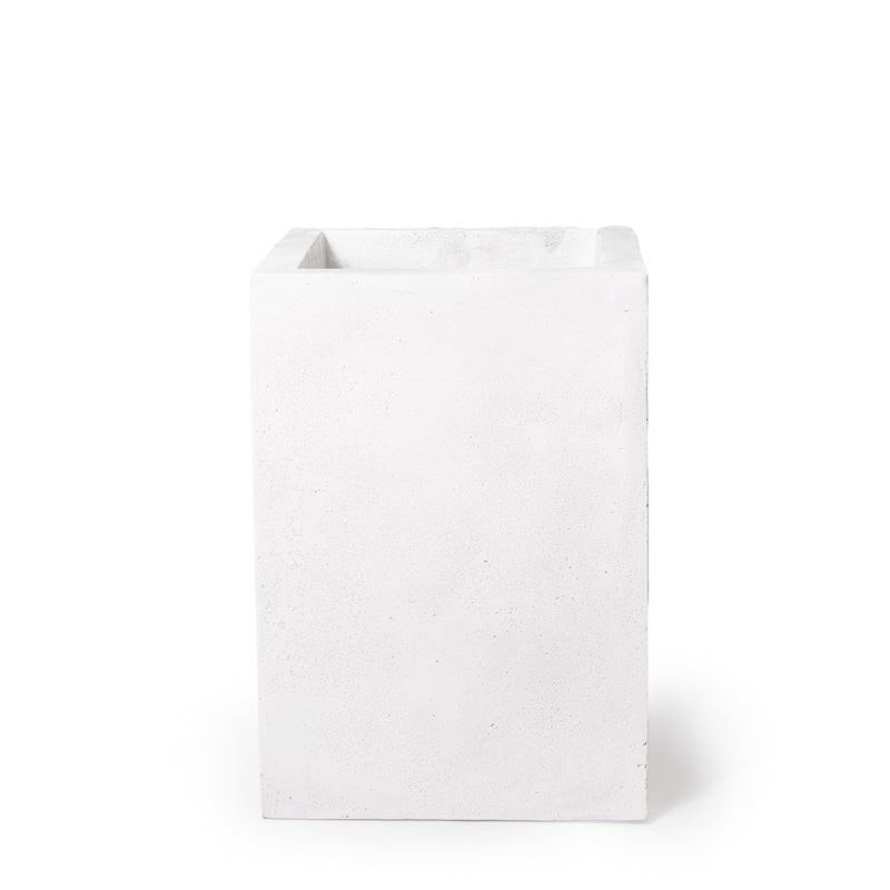 Fiberglass Column Planters w/ White Stone Finish 15"