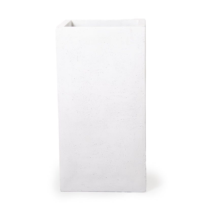 Fiberglass Column Planters w/ White Stone Finish 20"