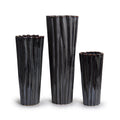 Scalloped Wave Porcelain Vase Metallic Black / 16"