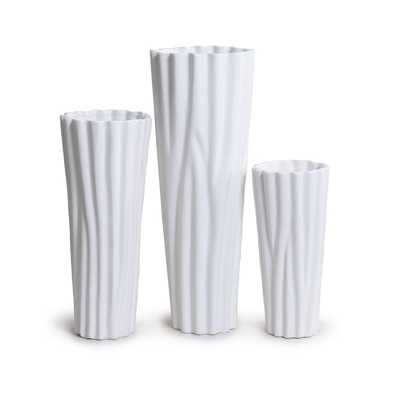 Scalloped Wave Porcelain Vase White / 16"