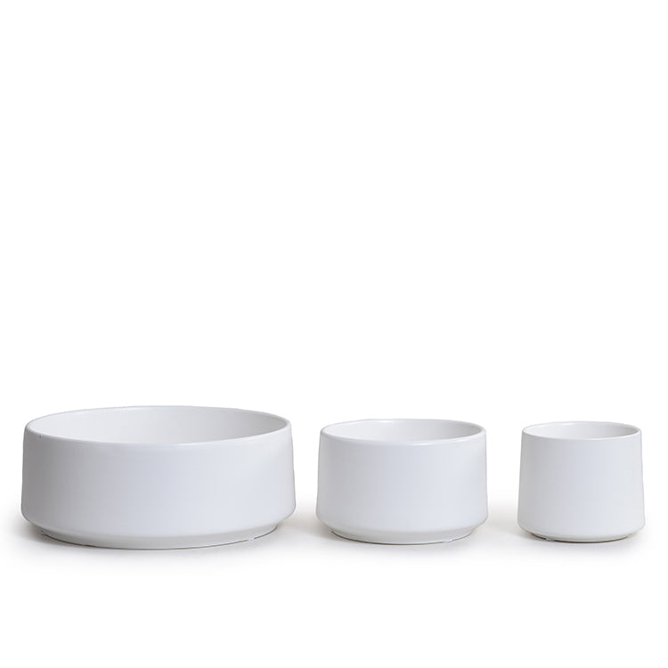 Modern Slant Porcelain Low Vase White / 5"