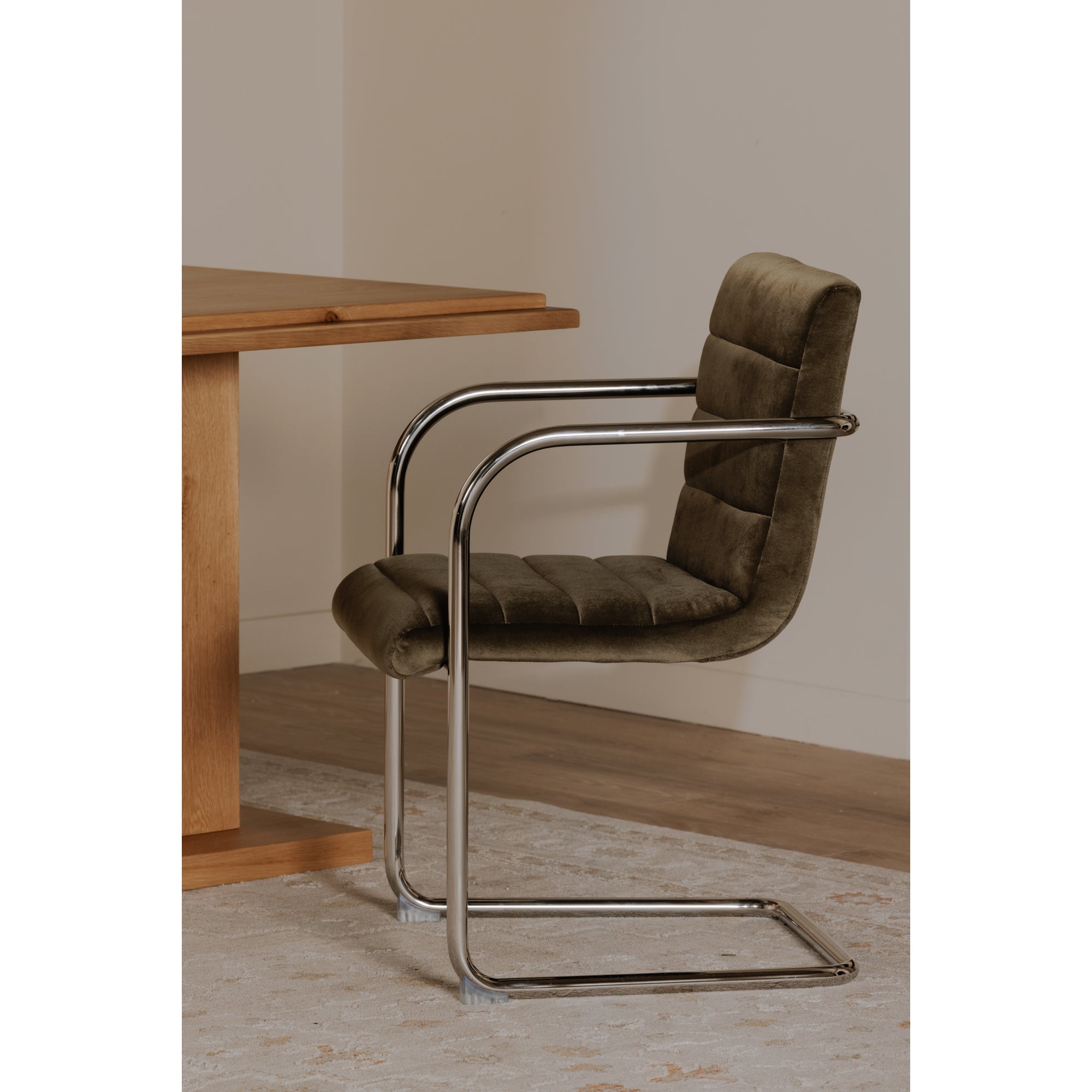 Pedro Dining Chair Green Mohair Set of Two