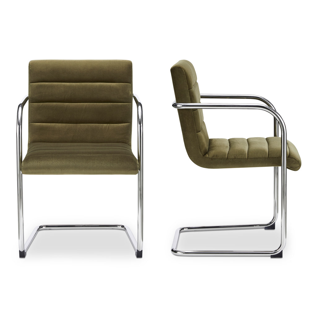 Pedro Dining Chair Green Mohair Set of Two