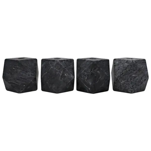 Polyhedron Decorative Candle Holder | Set of 4 | Black