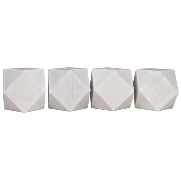 Polyhedron Decorative Candle Holder | Set of 4 | White