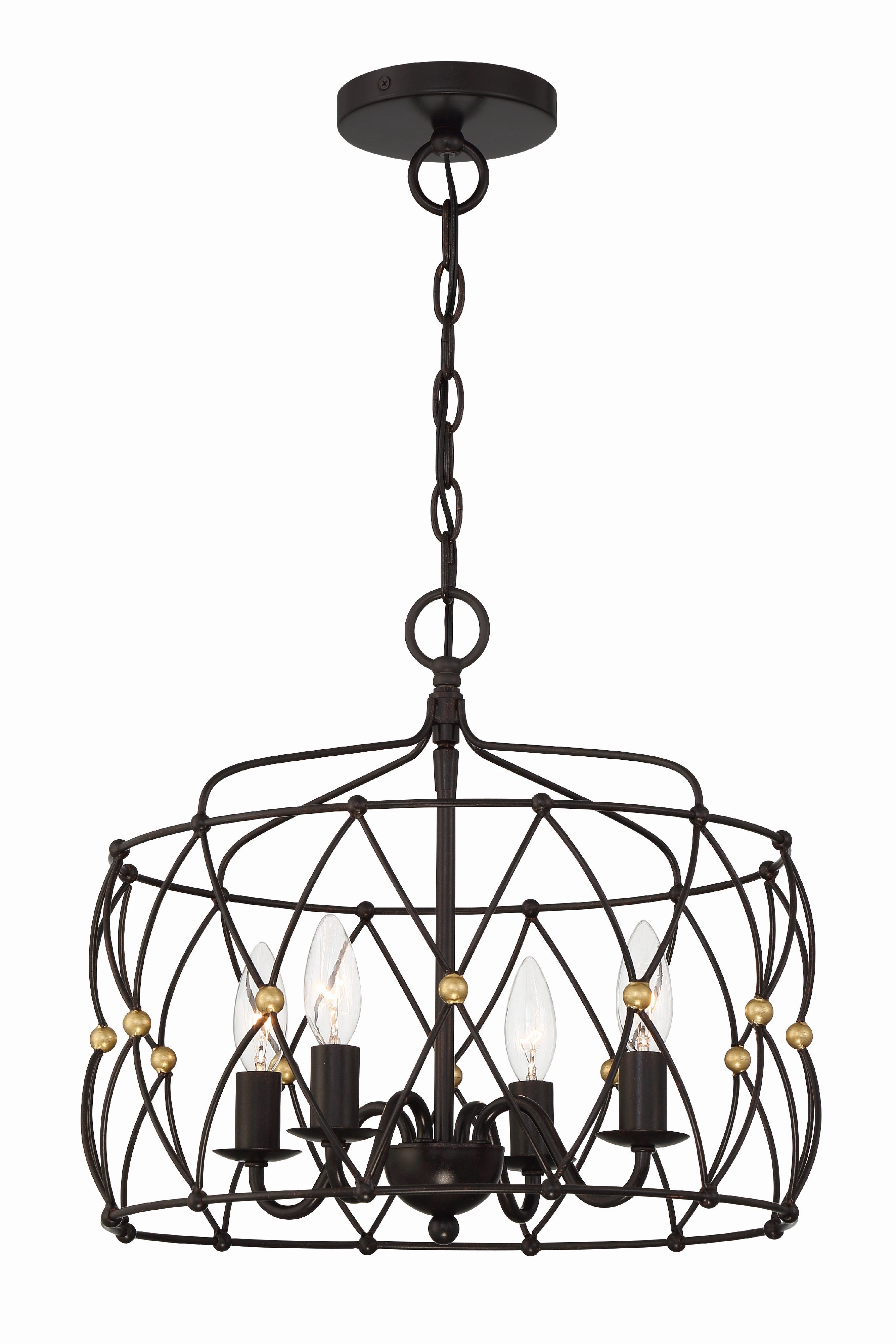 Zucca 16.5'' English Bronze + Antique Gold Chandelier