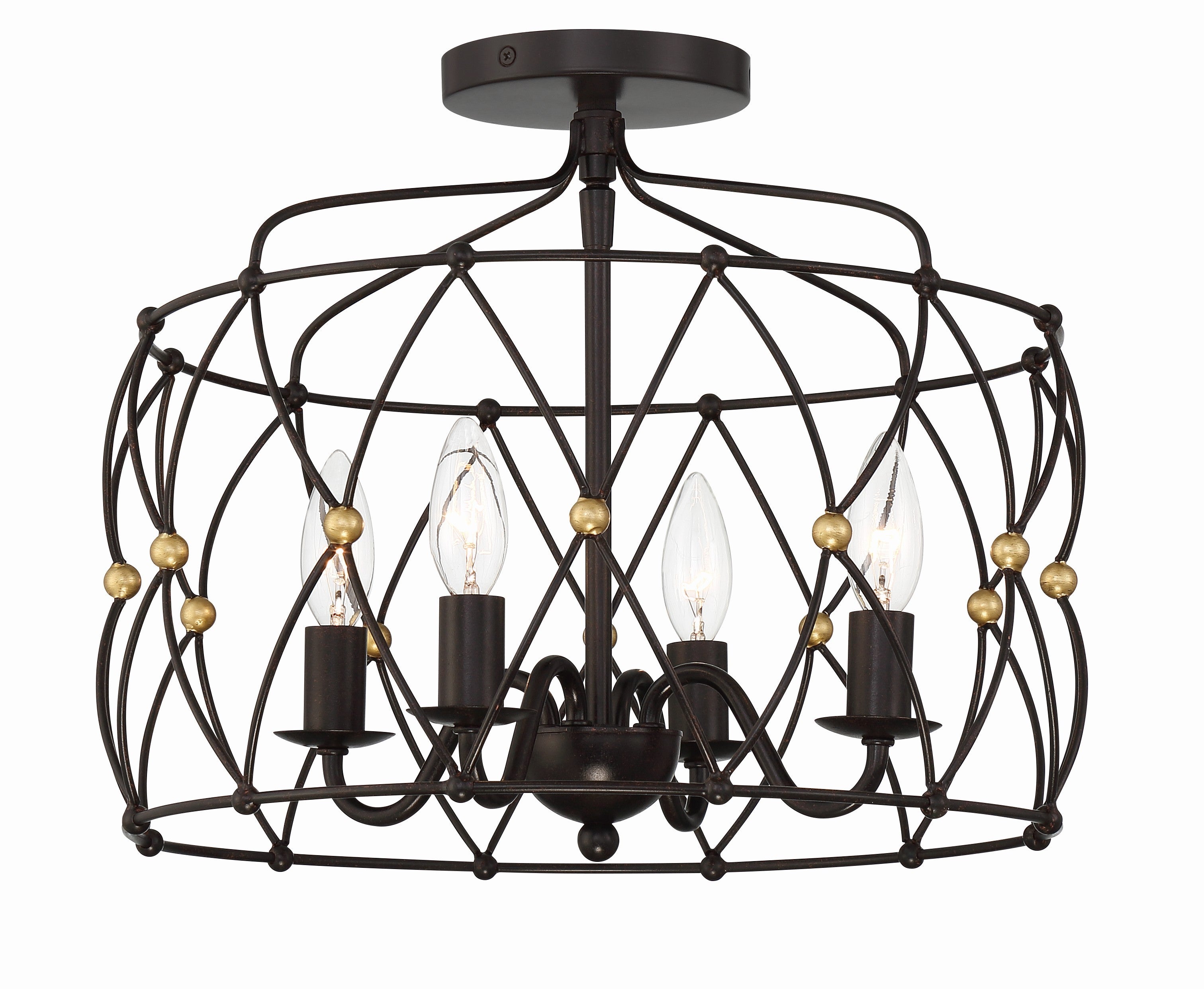 Zucca 16.5'' English Bronze + Antique Gold Semi Flush Mount