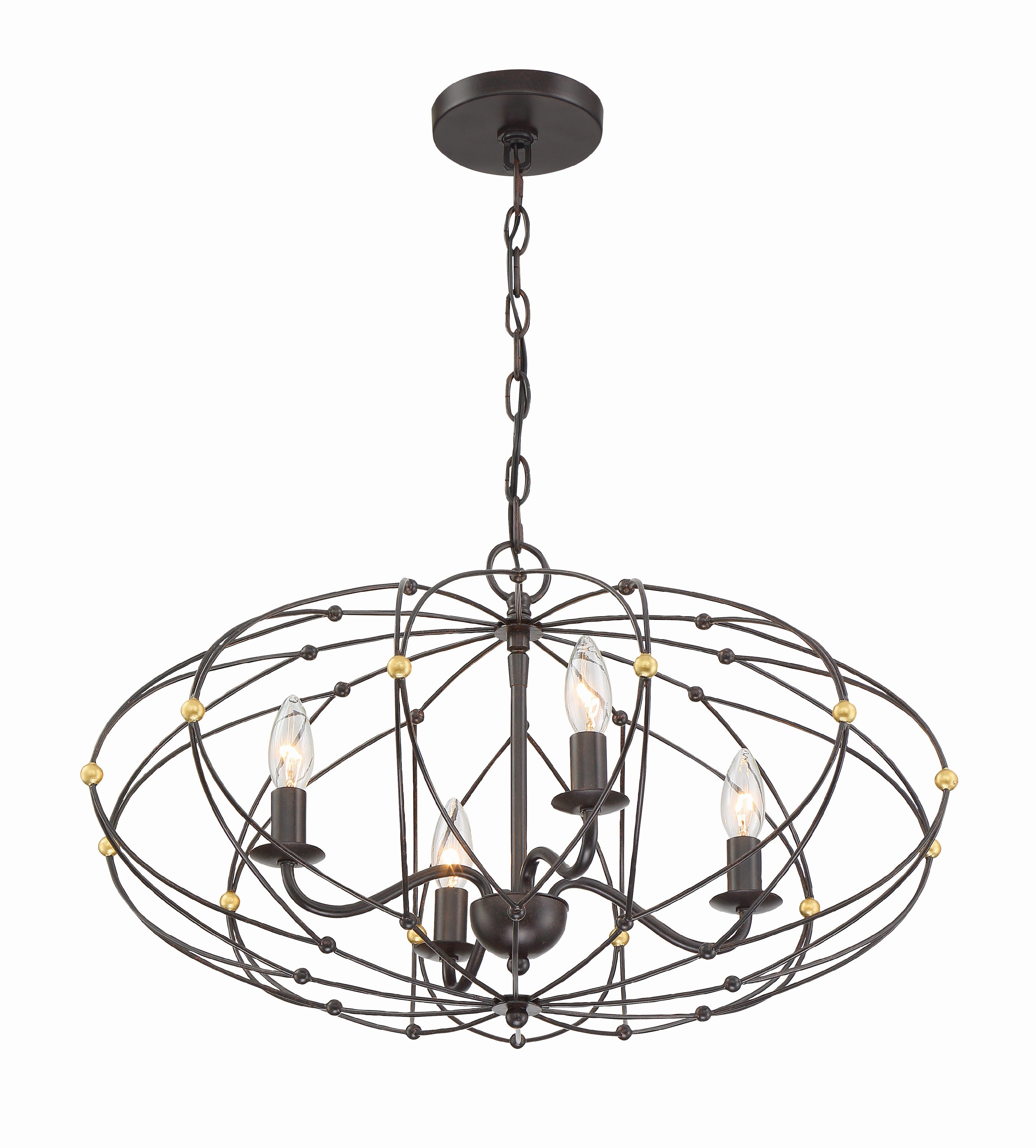 Zucca 24.5'' English Bronze + Antique Gold Chandelier