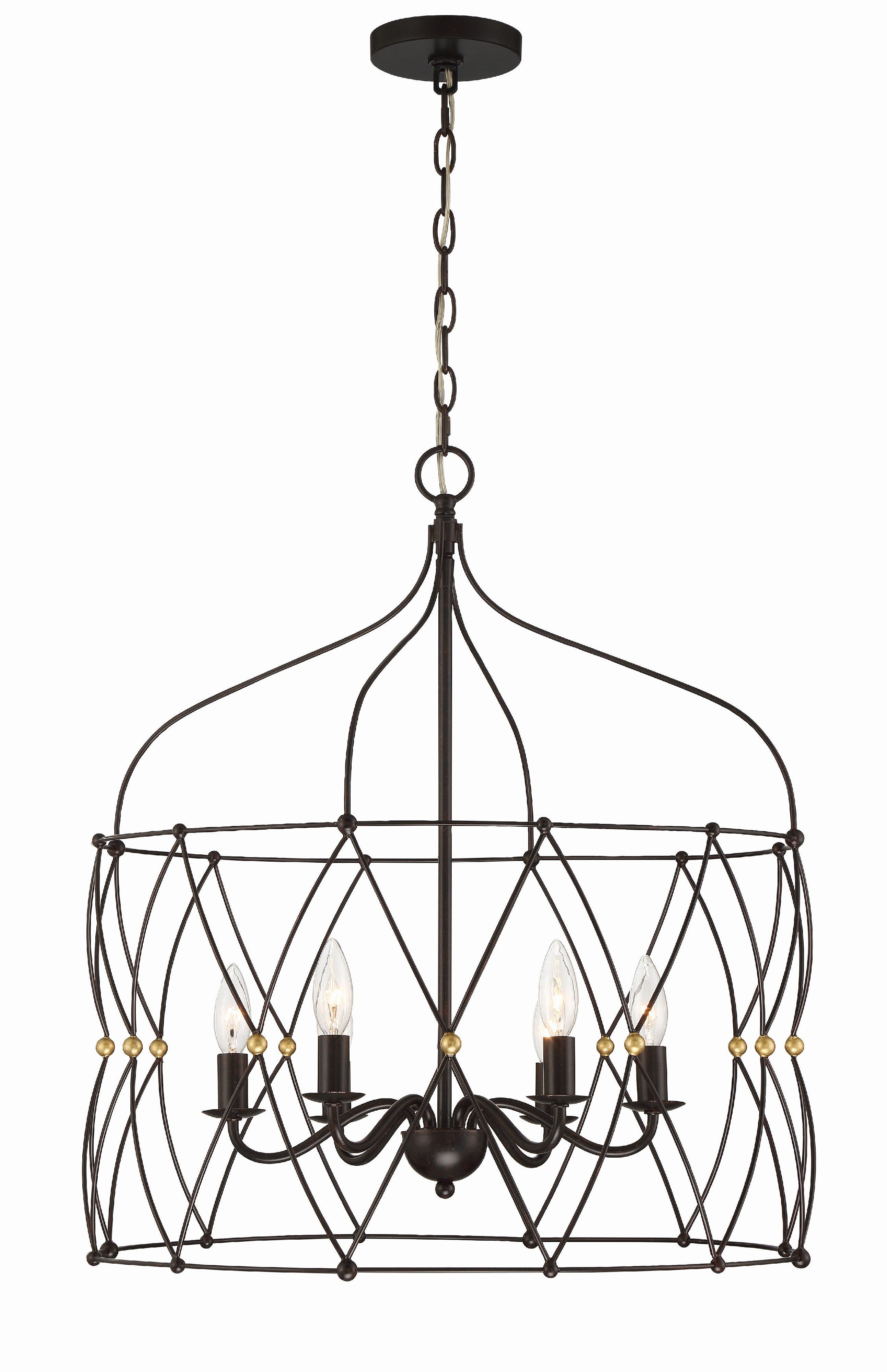 Zucca 24'' English Bronze + Antique Gold Chandelier