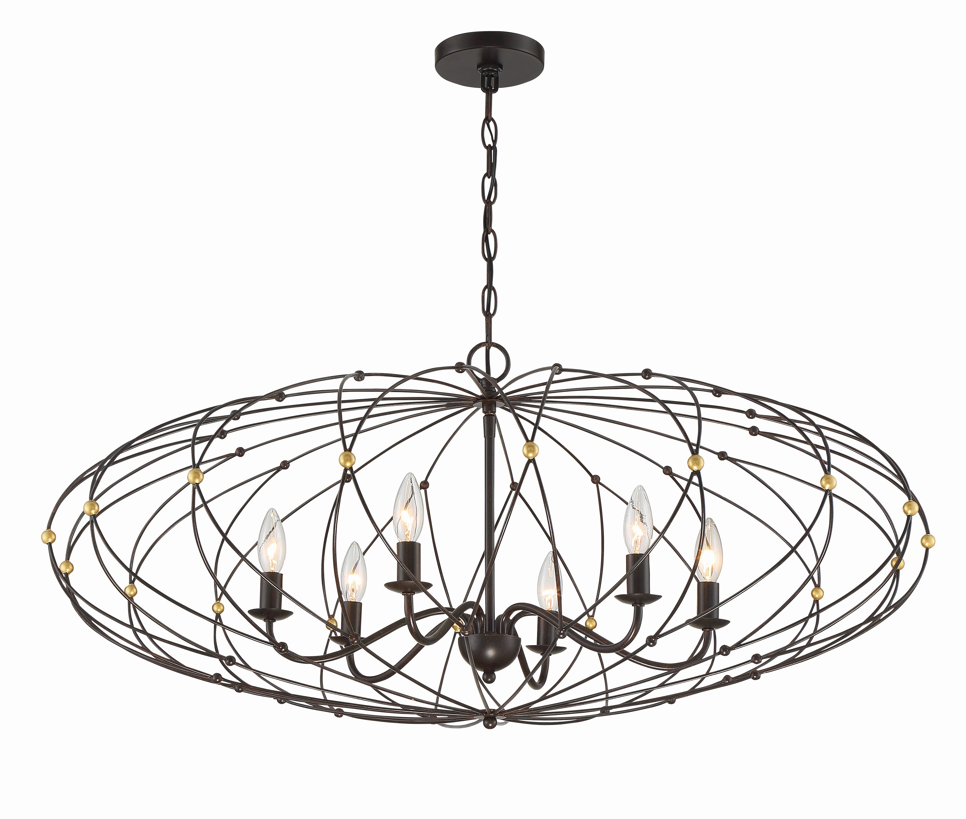 Zucca 38.25'' English Bronze + Antique Gold Chandelier
