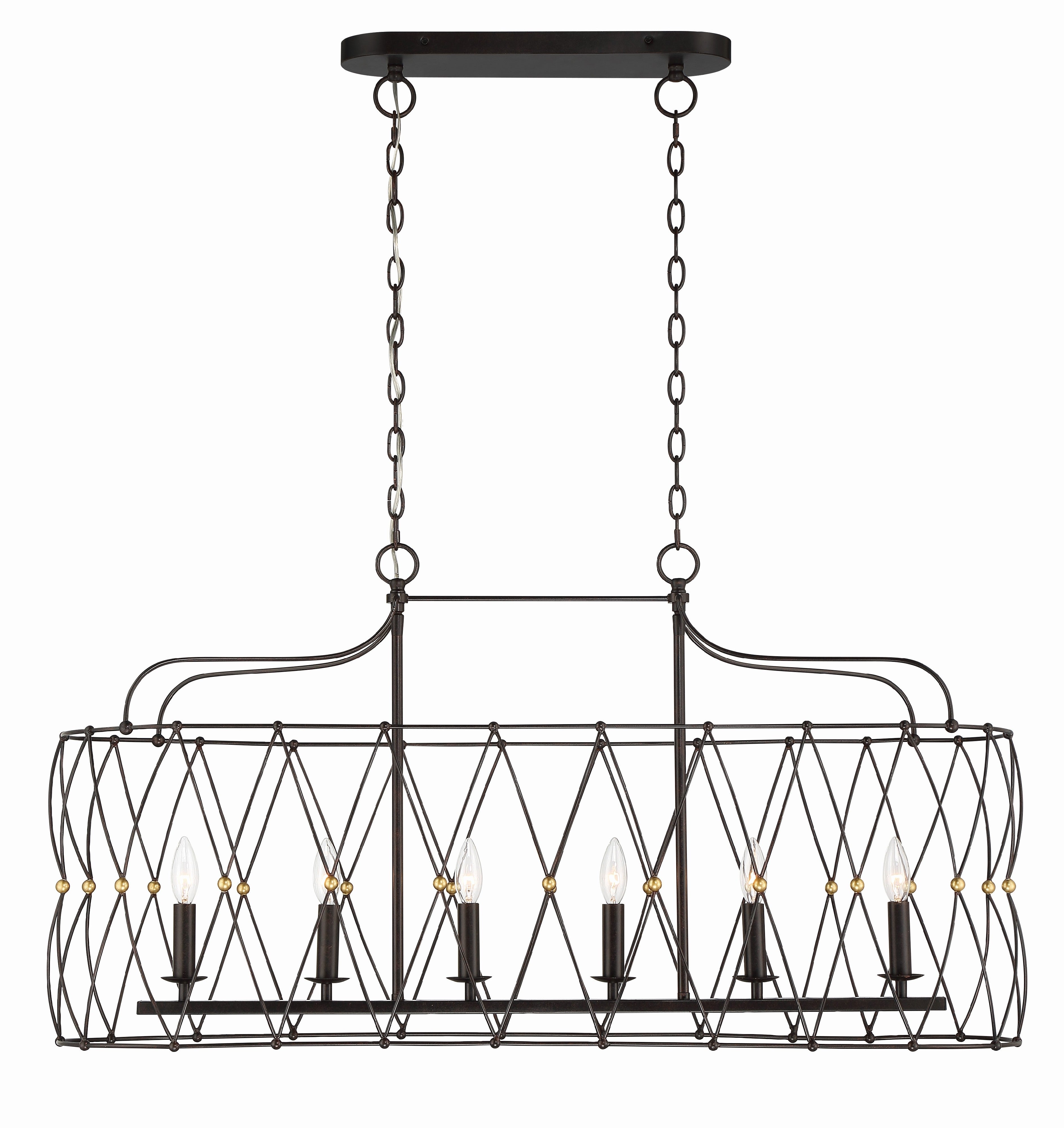 Zucca 42.5'' English Bronze + Antique Gold Linear Chandelier