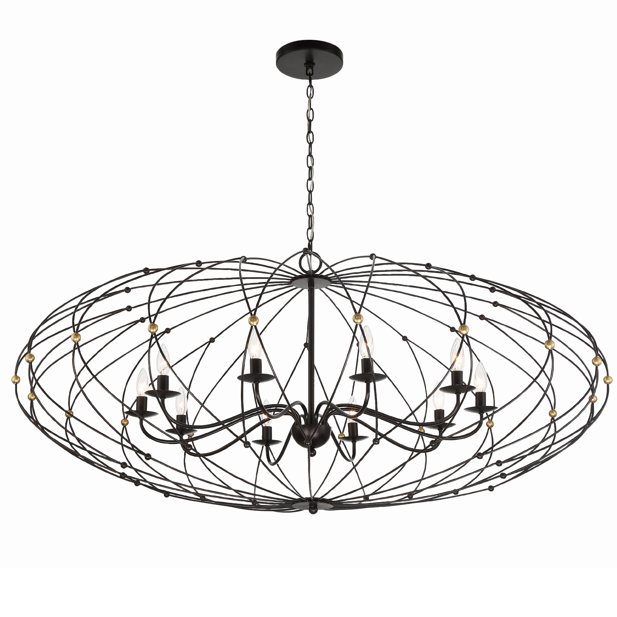 Zucca 58'' English Bronze + Antique Gold Chandelier