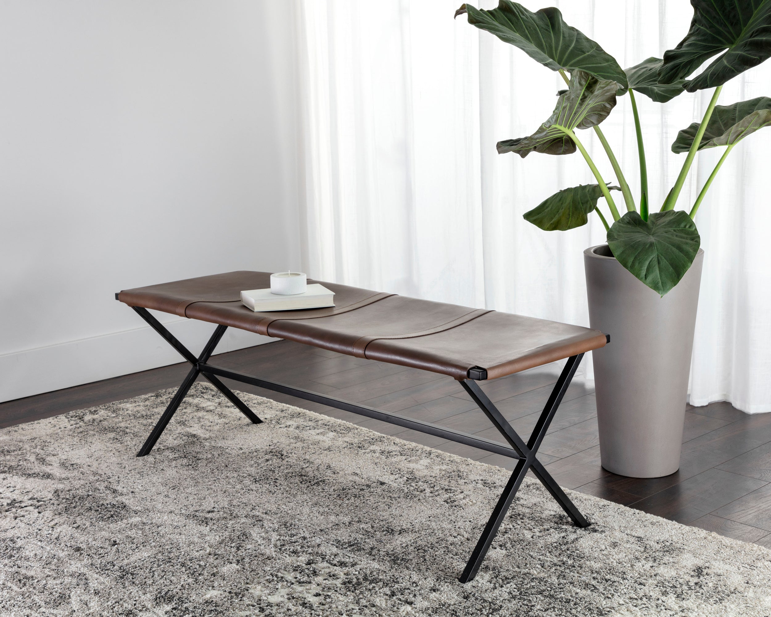 Elon Bench - Vintage Cognac Leather