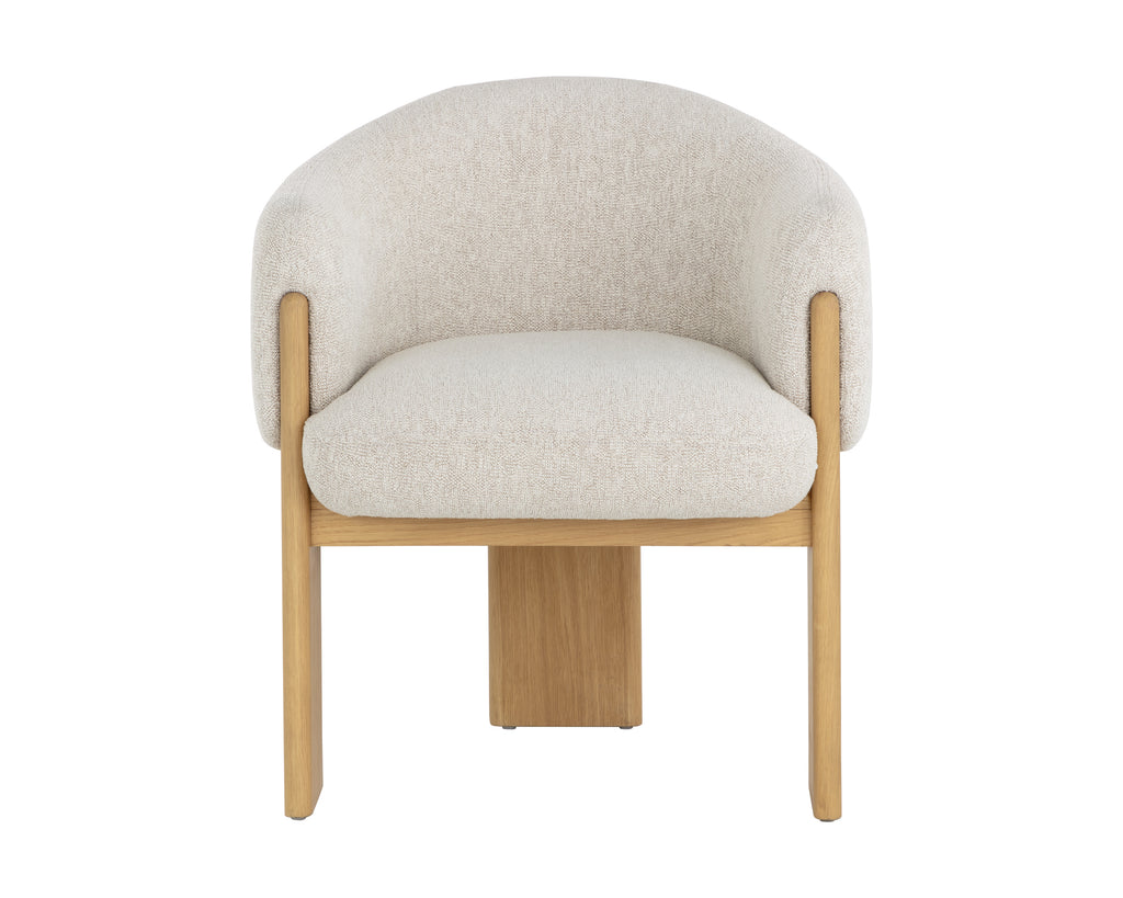 Trine Dining Armchair - Rustic Oak - Dove Cream