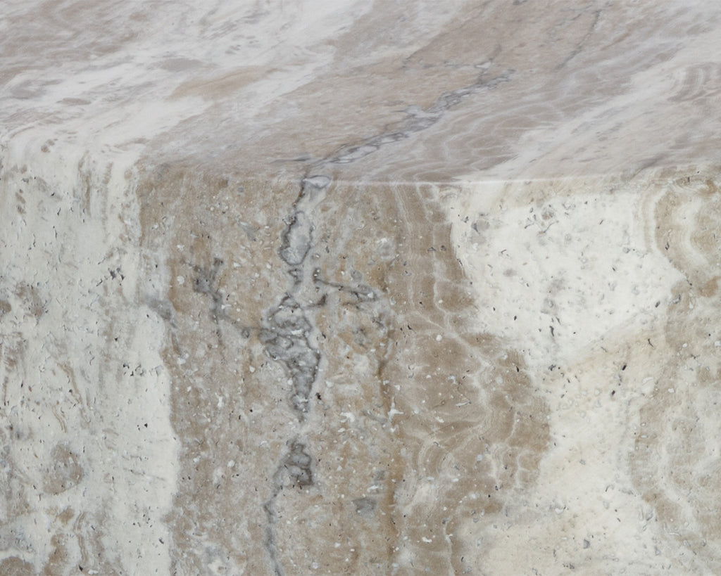 Brie End Table - Marble Look - Sand