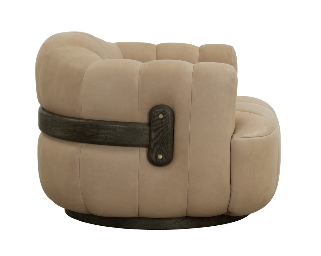 Tadeo Swivel Armchair - Dark Brown - Sahara Sand Leather