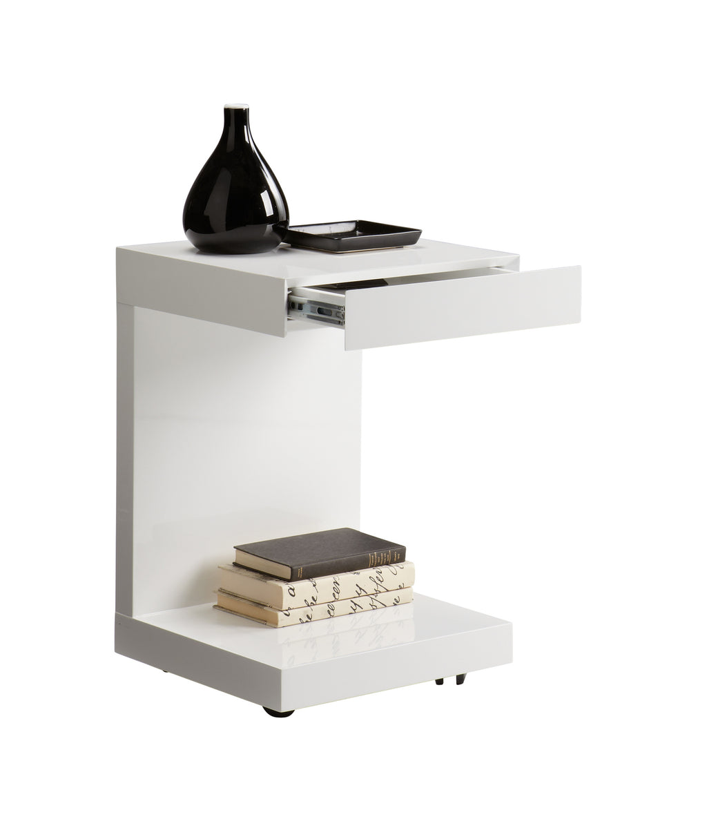 Bachelor End Table - High Gloss White