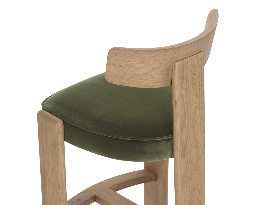 Horton Barstool - Rustic Oak - Forest Green
