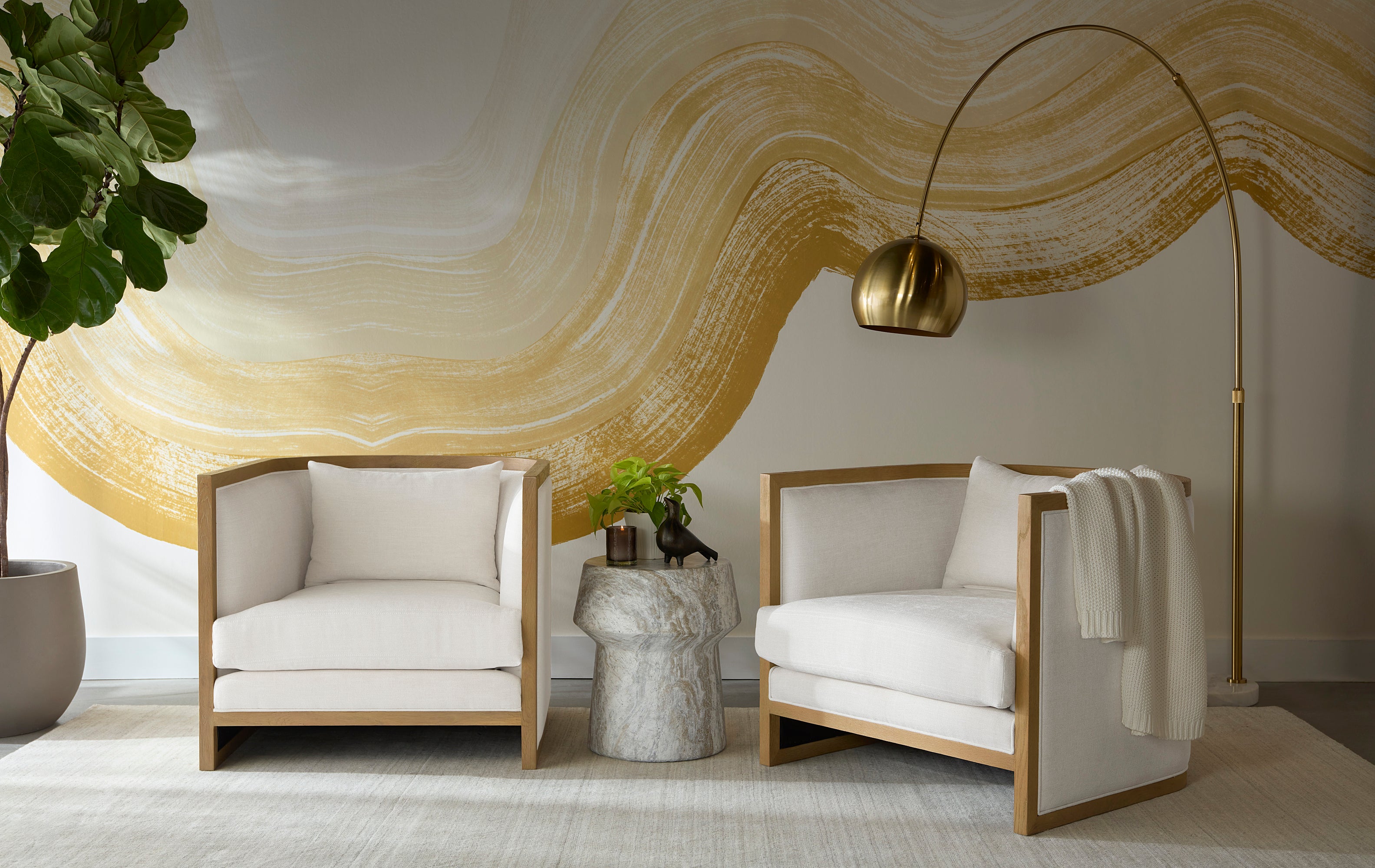 Brie End Table - Marble Look - Sand