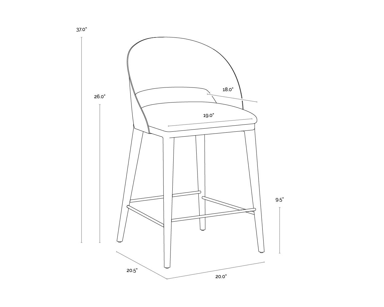 Dezirae Counter Stool - Antique Brass - Charcoal Black Leather