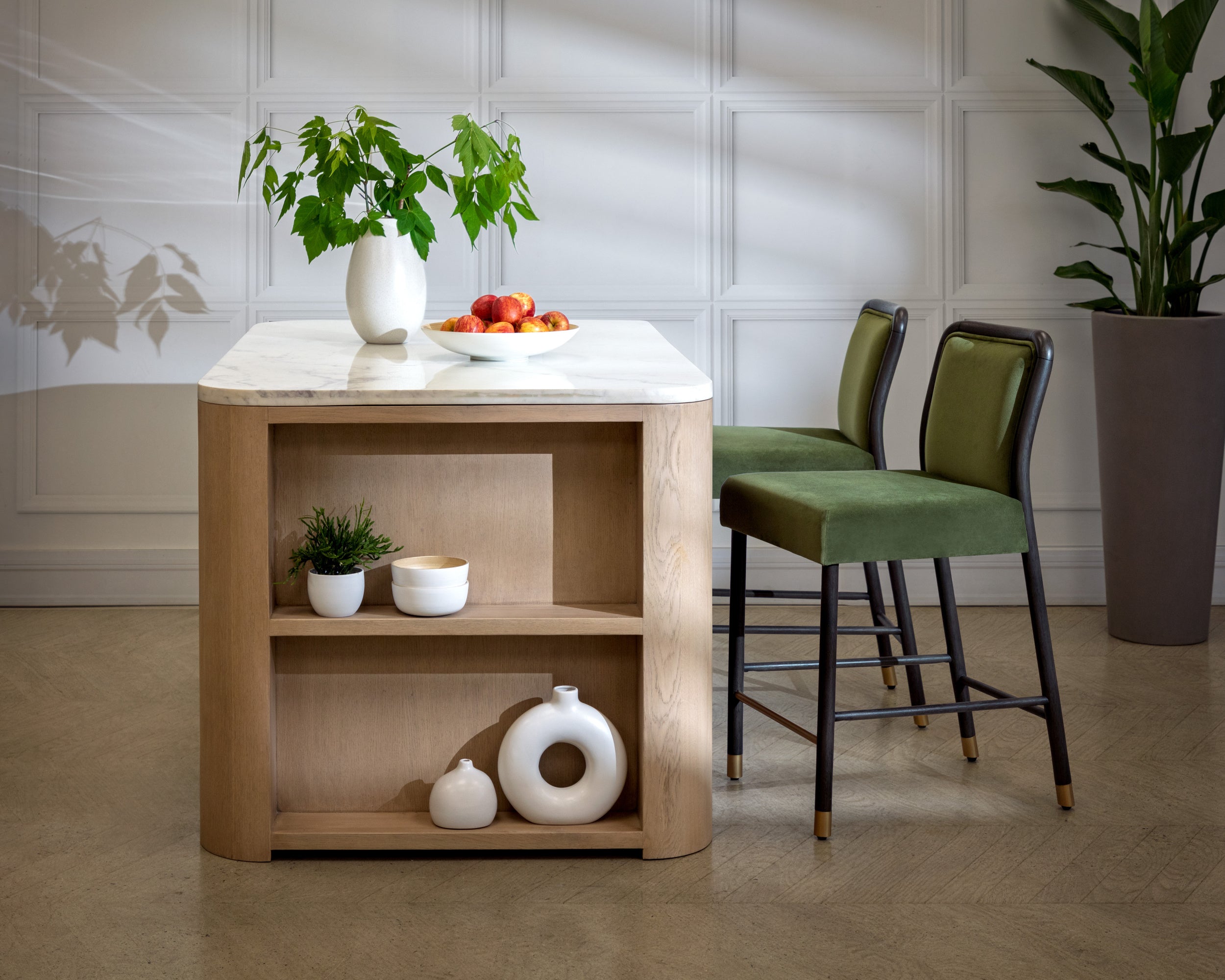 Romilly Kitchen Island - White Marble - 62"
