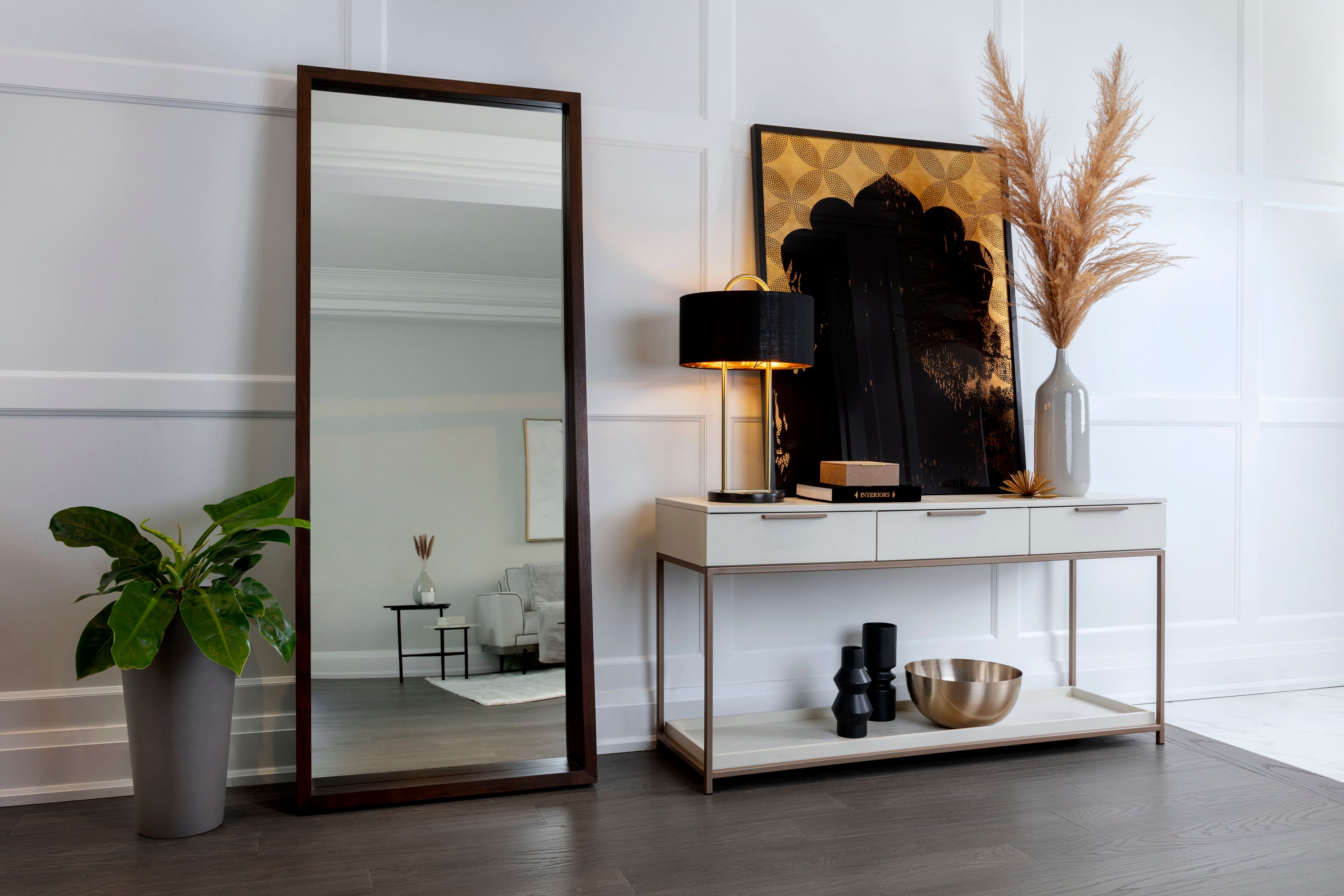Rebel Console Table With Drawers - Champagne Gold - Cream