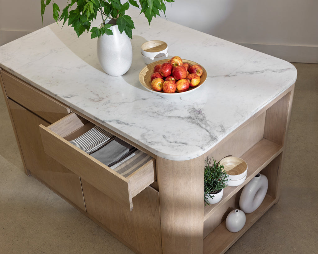 Romilly Kitchen Island - White Marble - 62"