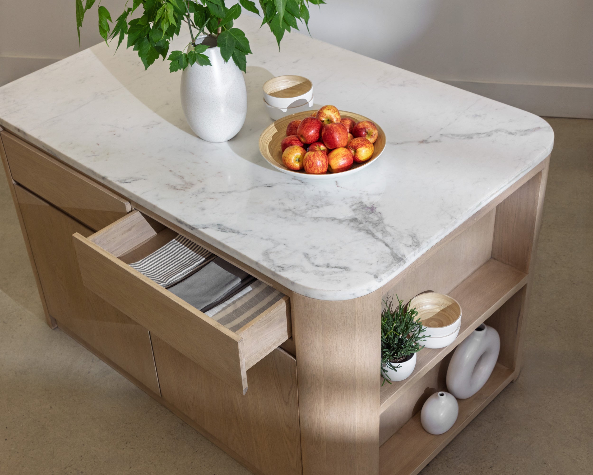 Romilly Kitchen Island - White Marble - 62"
