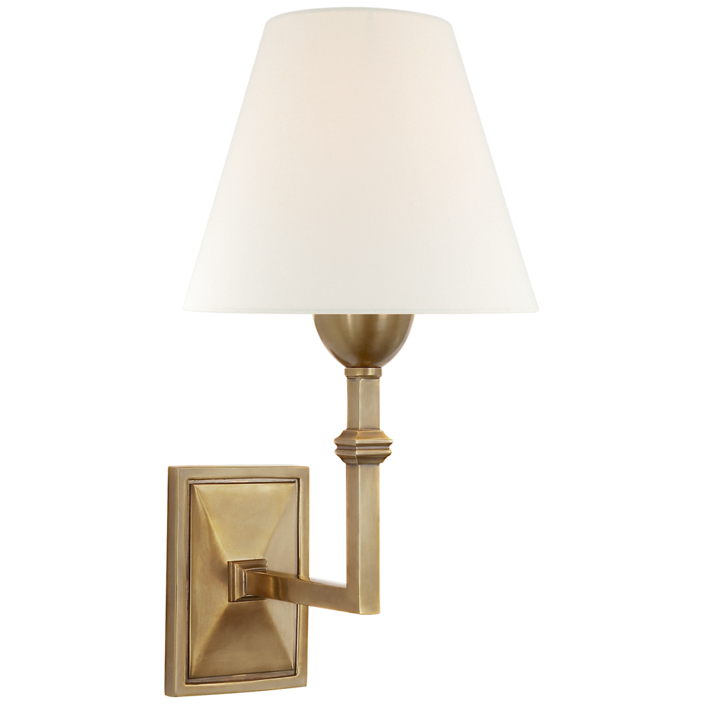 Jane Wall Sconce | Hand-Rubbed Antique Brass | Linen Shade