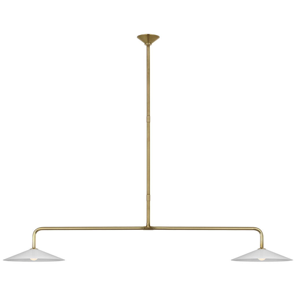 Ponce 62" Linear Pendant | Hand-Rubbed Antique Brass | Milk White Glass Shades