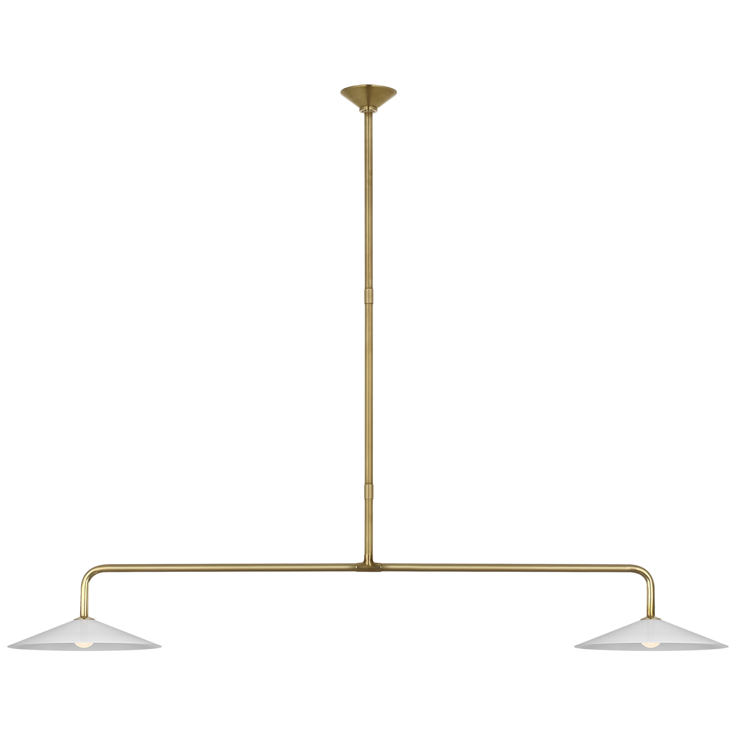 Ponce 62" Linear Pendant | Hand-Rubbed Antique Brass | Milk White Glass Shades