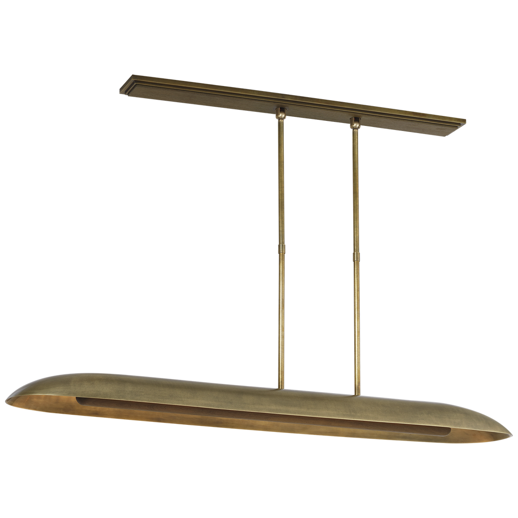 Remi 60" Linear Pendant | Mottled Brass and Warm Walnut
