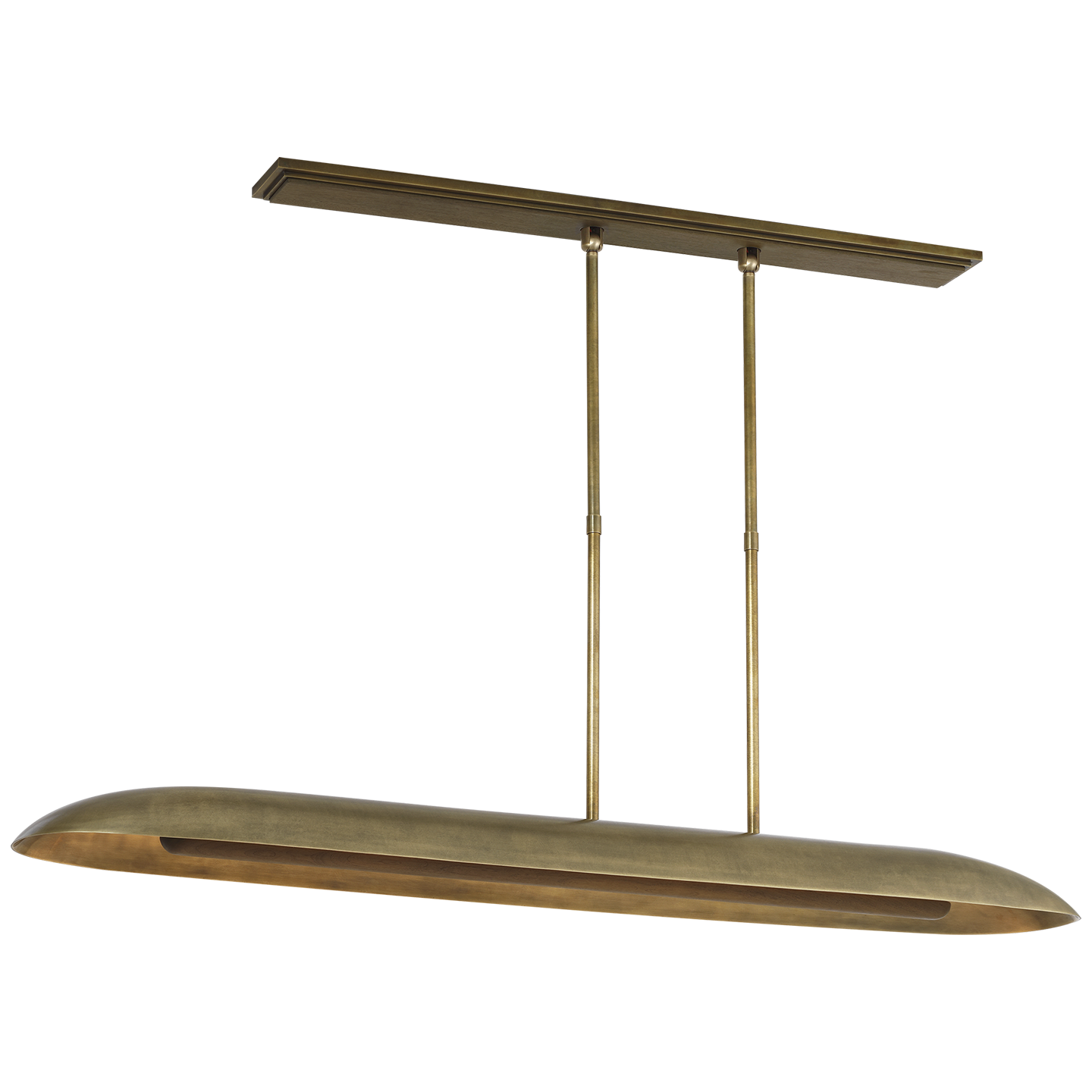 Remi 60" Linear Pendant | Mottled Brass and Warm Walnut