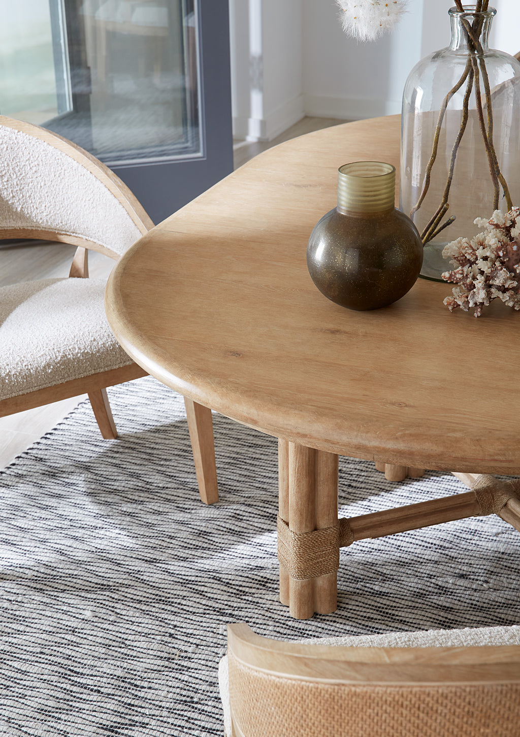 Retreat Pole Rattan Round Dining Table with 1-20in Leaf | Dune
