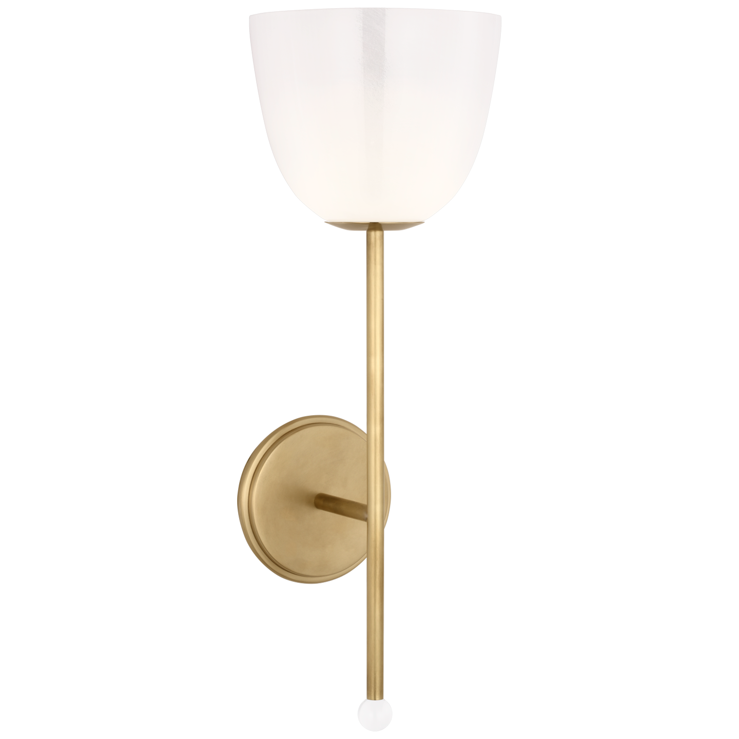 Brisa 20" Torch Sconce | Hand-Rubbed Antique Brass | White Strie Glass Shade